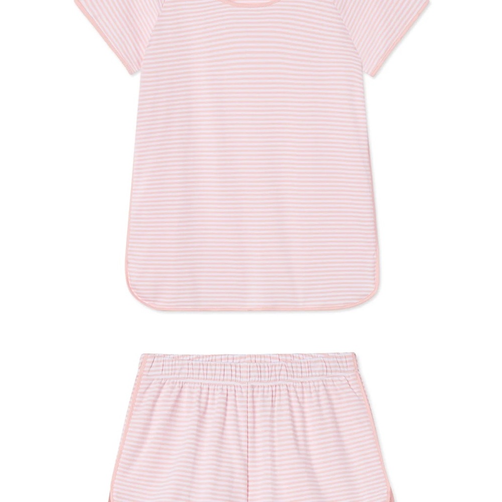 LAKE Pima Shorts Set in English Rose Stripe
